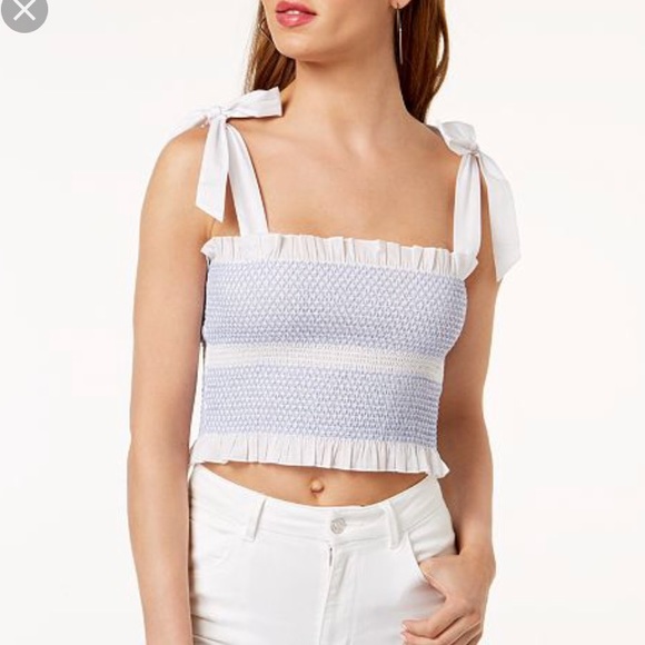 cropped smocked top